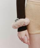 CLASSIC LOGO FUR SCRUNCHIE IN BABY PINK image 5