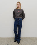 W SMALL CLASSIC LOGO CROP SWEATSHIRT IN CHARCOAL GREY image 5