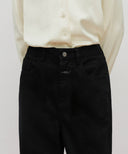 W SKIRT LAYERED DENIM PANTS IN BLACK image 5