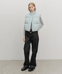 W CIRCLE LOGO CROP HOODED DOWN VEST IN MINT GREY image 5