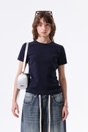 LABEL DETAIL SLIM FIT TOP IN NAVY image 11