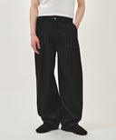 M WIDE FIT TUCK SUMMER DENIM PANTS IN BLACK