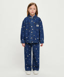 KIDS STRAIGHT FIT PRINT DENIM PANTS IN DARK BLUE