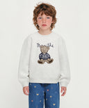 KIDS NORDIC BEAR SWEATSHIRT(BRUSHED) IN LIGHT HEATHER GRAY