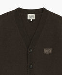 PREMIUM SMALL CLASSIC LOGO CASHMERE V-NECK CARDIGAN IN BROWN