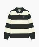 SMALL CLASSIC LOGO RUGBY COLLAR LONG SLEEVE TEE IN CHARCOAL GREY