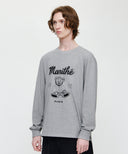 DOODLE BEAR LONG SLEEVE TEE IN HEATHER GREY