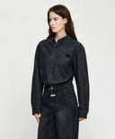MICRO CLASSIC LOGO OVERSIZED DENIM SHIRT IN BLACK