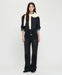 MICRO CLASSIC LOGO OVERSIZED DENIM SHIRT IN BLACK