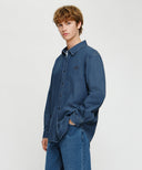 MICRO CLASSIC LOGO OVERSIZED DENIM SHIRT IN BLUE