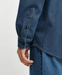 MICRO CLASSIC LOGO OVERSIZED DENIM SHIRT IN BLUE