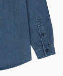 MICRO CLASSIC LOGO OVERSIZED DENIM SHIRT IN BLUE