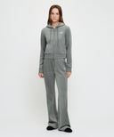 W SLIM FIT VELOUR PANTS IN GRAY