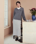 W CLASSIC LOGO LONG SWEAT SKIRT IN HEATHER GREY