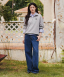 SMALL CLASSIC LOGO HALF ZIPUP SWEATSHIRT IN HEATHER GREY