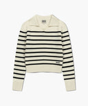 W STRIPE POLO KNIT IN IVORY image 6