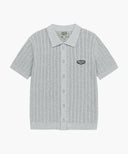 WAPPEN CROCHET HALF KNIT CARDIGAN IN HEATHER GREY image 6