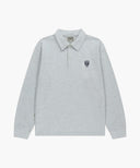 CREST LOGO JERSEY POLO LONG SLEEVE IN LIGHT HEATHER GREY image 6