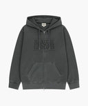 CLASSIC LOGO DYEING HOODIE ZIPUP IN CHARCOAL GREY image 6