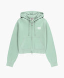 W SMALL CLASSIC LOGO CROP KNIT HOODIE ZIPUP IN MINT image 6
