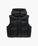 W CIRCLE LOGO CROP HOODED DOWN VEST IN BLACK image 6
