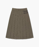 W SIDE BUCKLE PLEATED MIDI SKIRT IN BROWN image 9