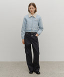 W CROP SHEARLING DENIM JACKET IN LIGHT BLUE image 6