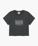 W CLASSIC LOGO CROP TEE IN CHARCOAL GREY image 6