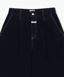 M LOW-WAIST TUCK WIDE DENIM PANTS IN DARK BLUE image 7