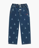 KIDS BEAR PRINTED DENIM PANTS IN DARK BLUE image 6