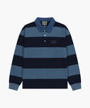 WASHED DENIM COLLAR LONG SLEEVE TEE IN BLUE image 6