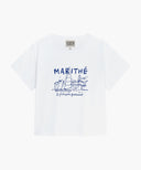 W FRENCH GRAPHIC CROP TEE IN WHITE image 6