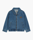 KIDS CLASSIC LOGO DENIM ZIPUP JACKET IN BLUE image 6