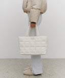 CLASSIC LOGO PADDING TOTE BAG IN IVORY image 6