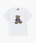 W DOODLE BEAR TEE IN WHT/ BEG image 6