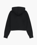 W SMALL CLASSIC LOGO CROP KNIT HOODIE ZIPUP IN BLACK image 6