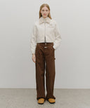 W CROP SHEARLING DENIM JACKET IN ECRU image 6