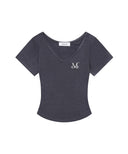 ONYX SIGNATURE LOGO V-NECK HALF T IN CHARCOAL