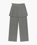 W LAYERED PLEATS SKIRT PANTS IN GRAY image 7