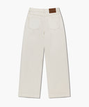 W LOW-WAIST TUCK WIDE DENIM PANTS IN ECRU image 9