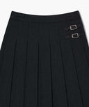 W SIDE BUCKLE PLEATED MIDI SKIRT IN CHARCOAL GREY image 7