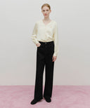 W SKIRT LAYERED DENIM PANTS IN BLACK image 7