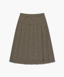 W SIDE BUCKLE PLEATED MIDI SKIRT IN BROWN image 10