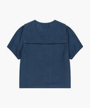 W SAILOR COLLAR SHORT SLEEVE CHAMBRAY SHIRT IN DARK BLUE image 7