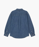 UNI BASIC DENIM SHIRT IN BLUE image 7
