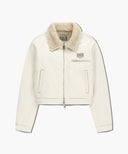 W CROP SHEARLING DENIM JACKET IN ECRU image 7