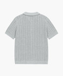 WAPPEN CROCHET HALF KNIT CARDIGAN IN HEATHER GREY image 7