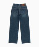 W HIGH STRAIGHT DENIM PANTS IN DARK BLUE image 7