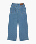 W LOW-WAIST TUCK WIDE DENIM PANTS IN BLUE image 7