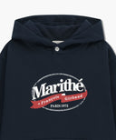 VINTAGE STAMP GRAPHIC HOODIE (BRUSHED) IN NAVY image 8